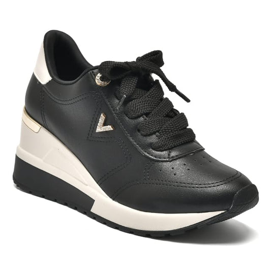 zapatillas negras con plataforma de cuña