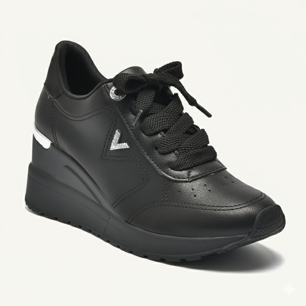 Zapatillas Negras con Plataforma de Cuña