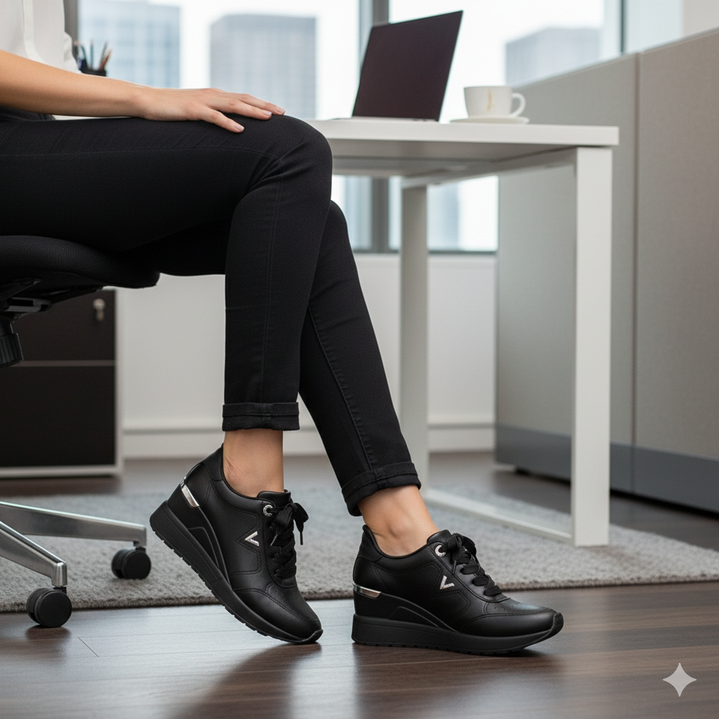 Zapatillas Negras con Plataforma de Cuña