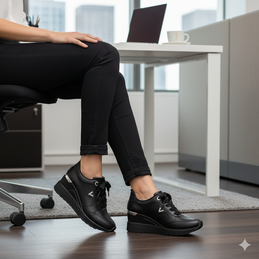 Zapatillas Negras con Plataforma de Cuña